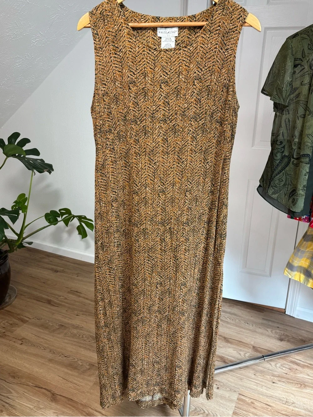 90s lightweight geo boho maxi dress, size 16 - Picture 1 of 8